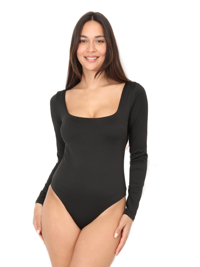 Body manches longues à col carré