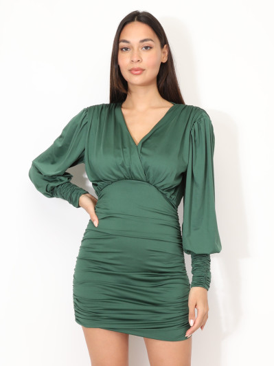 Robe froncée à manches ballons