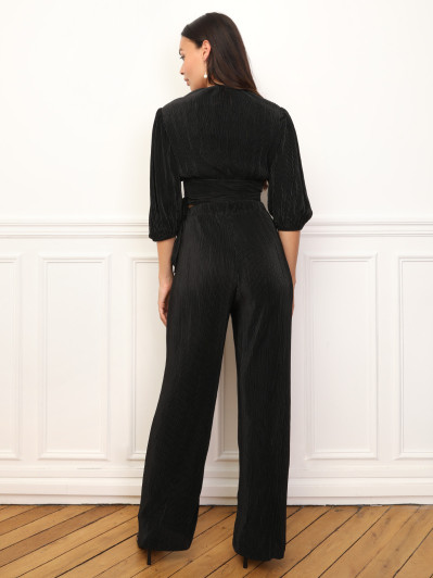 Ensemble top pantalon plissés et satinés