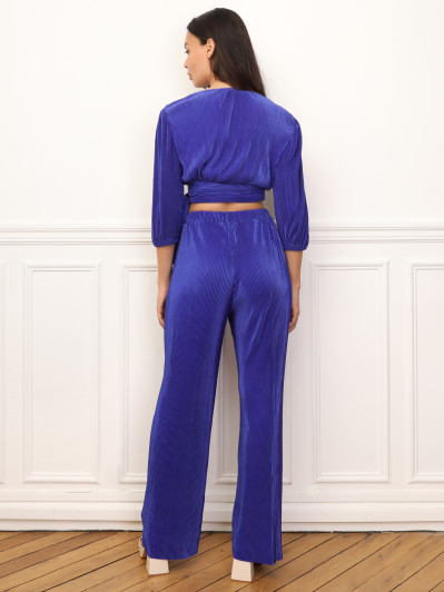 Ensemble top pantalon plissés et satinés