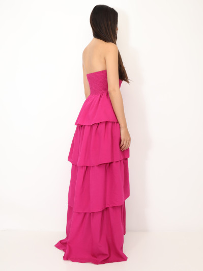 Robe bustier longue à volants