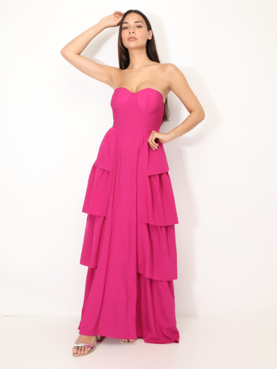 Robe bustier longue à volants