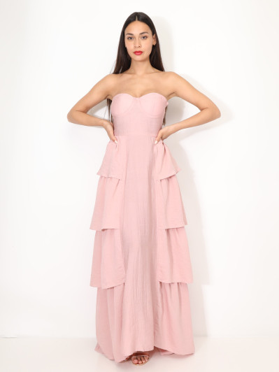 Robe bustier longue à volants