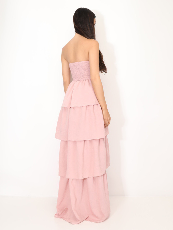 Robe bustier longue à volants