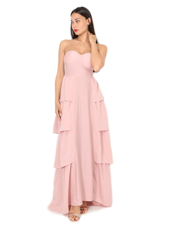 Robe bustier longue à volants