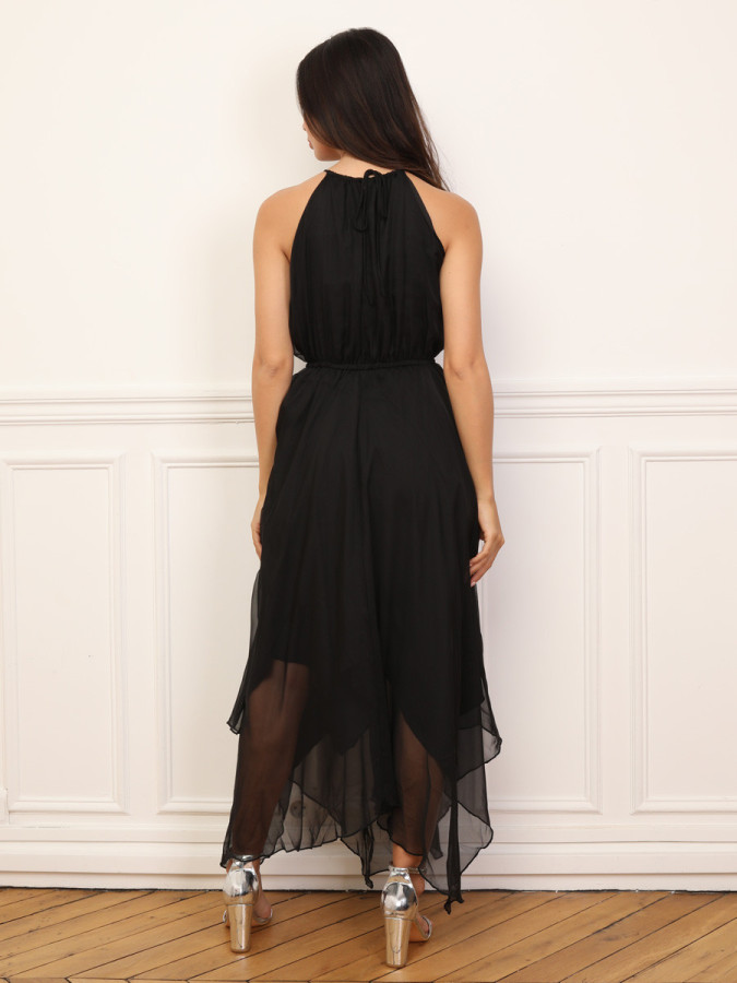 Robe longue évasée à volants