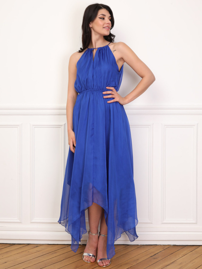 Robe longue évasée à volants