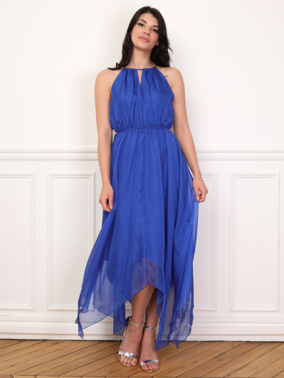 Robe longue évasée à volants