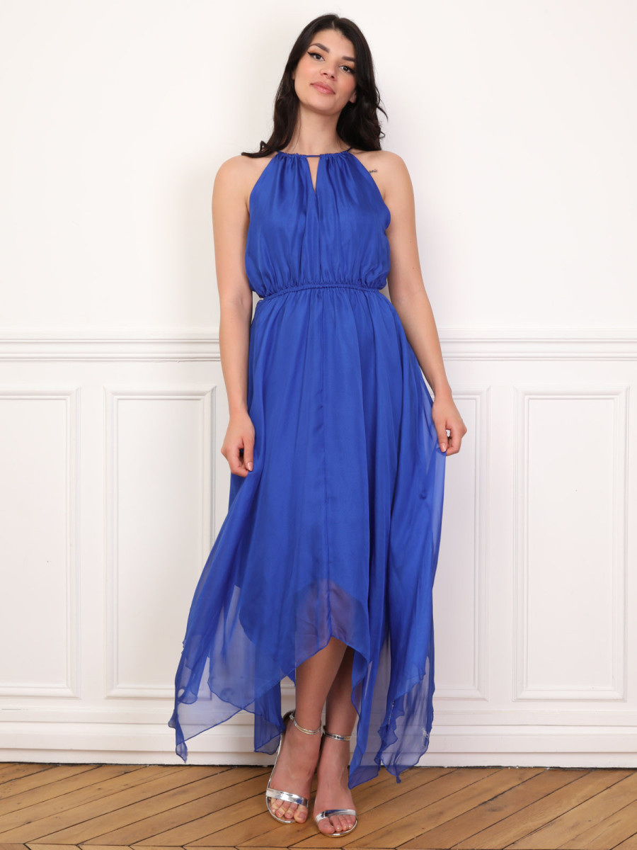 Robe longue évasée à volants