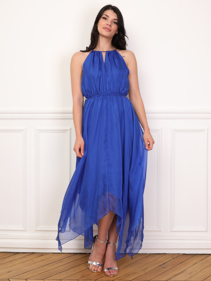 Robe longue évasée à volants