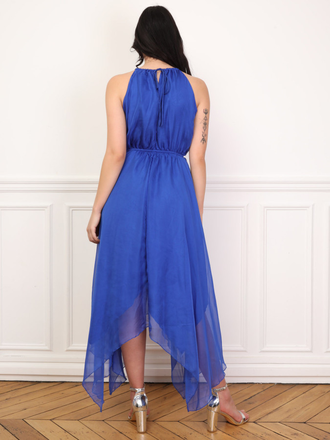 Robe longue évasée à volants