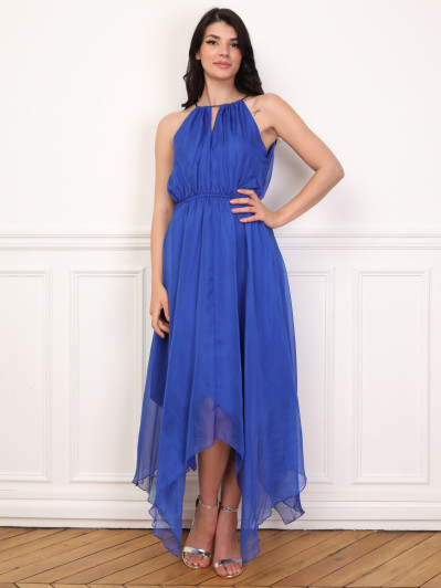 Robe longue évasée à volants