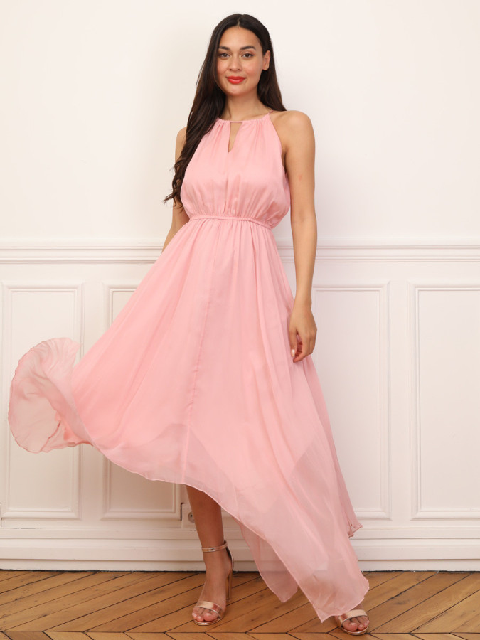 Robe longue évasée à volants