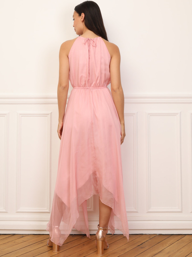 Robe longue évasée à volants