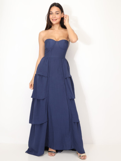 Robe bustier longue à volants