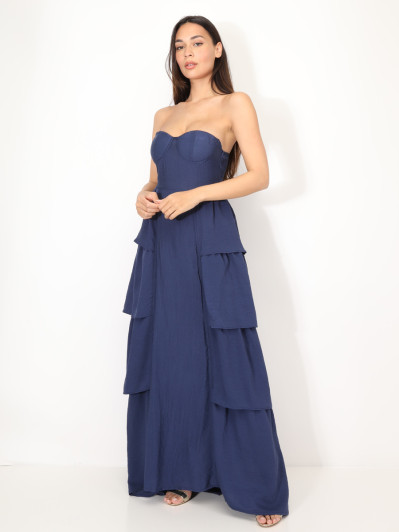 Robe bustier longue à volants
