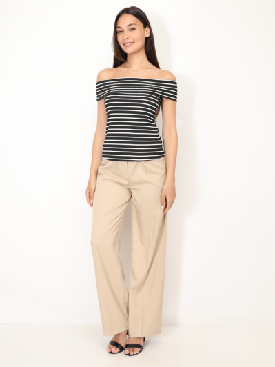 Top à col bardot et rayures