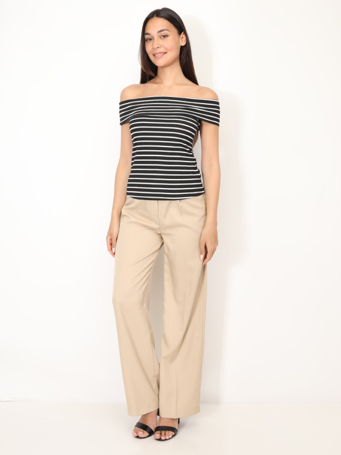 Top à col bardot et rayures