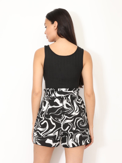 Combi-short bi-matière à motif marbré