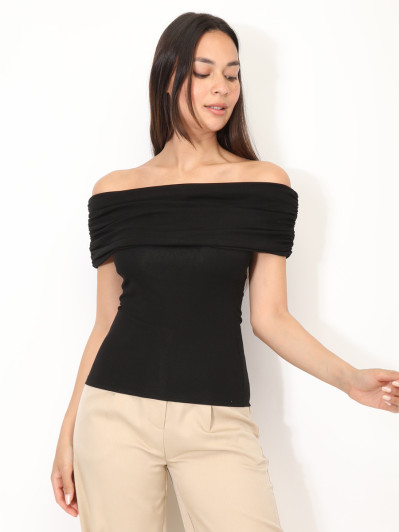 Top moulant à col bardot