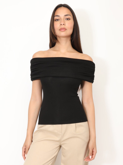 Top moulant à col bardot