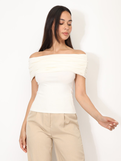 Top moulant à col bardot