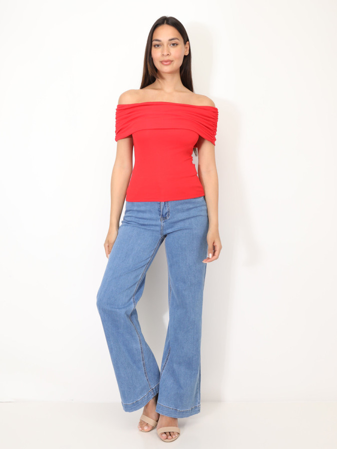 Top moulant à col bardot