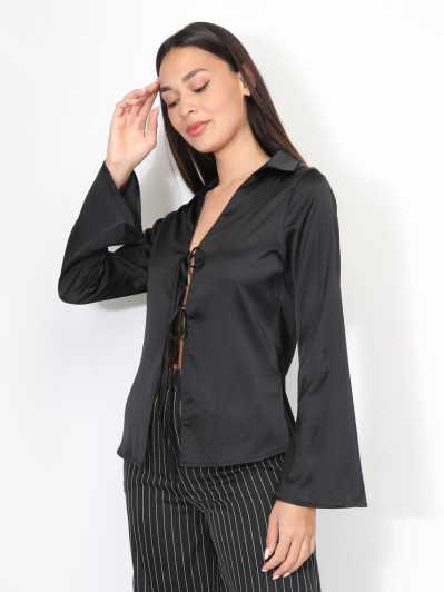 Chemise satinée à noeuds