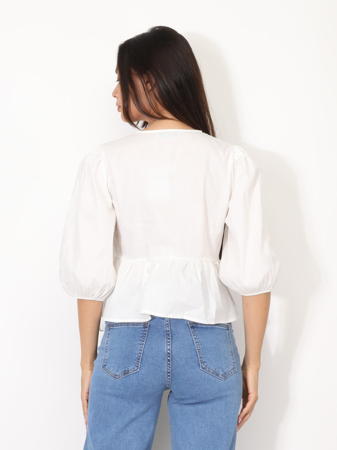 Blouse à nœuds et manches ballons