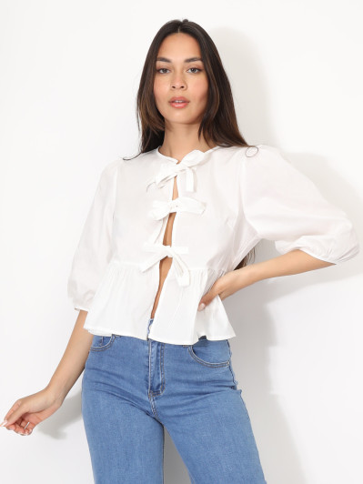 Blouse à nœuds et manches ballons