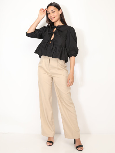 Blouse à nœuds et manches ballons