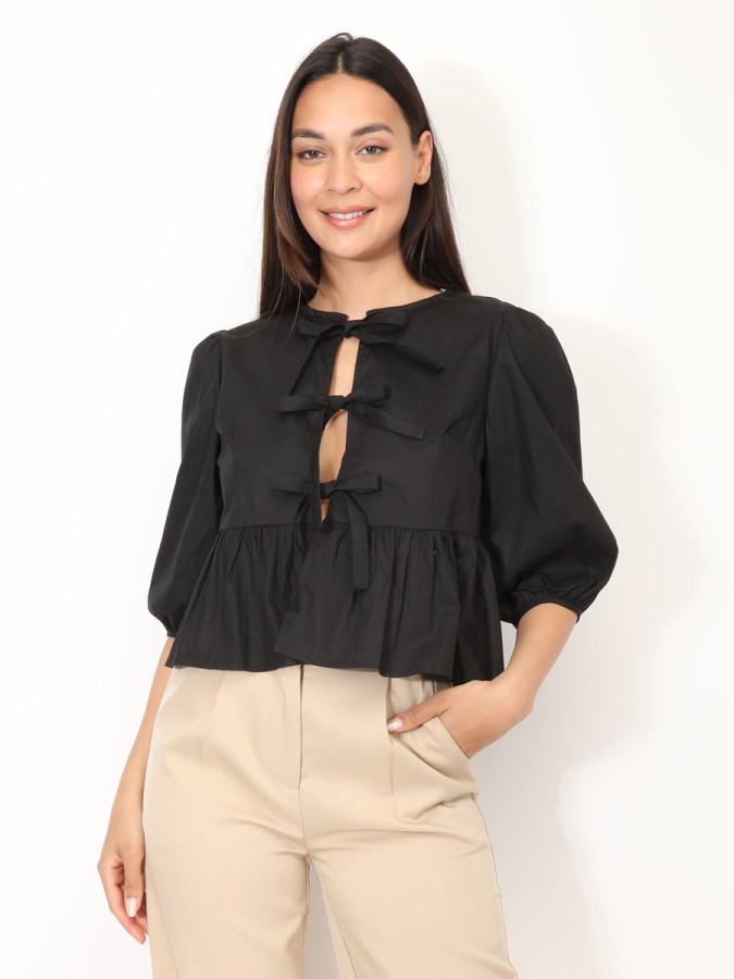 Blouse à nœuds et manches ballons