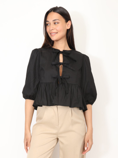 Blouse à nœuds et manches ballons