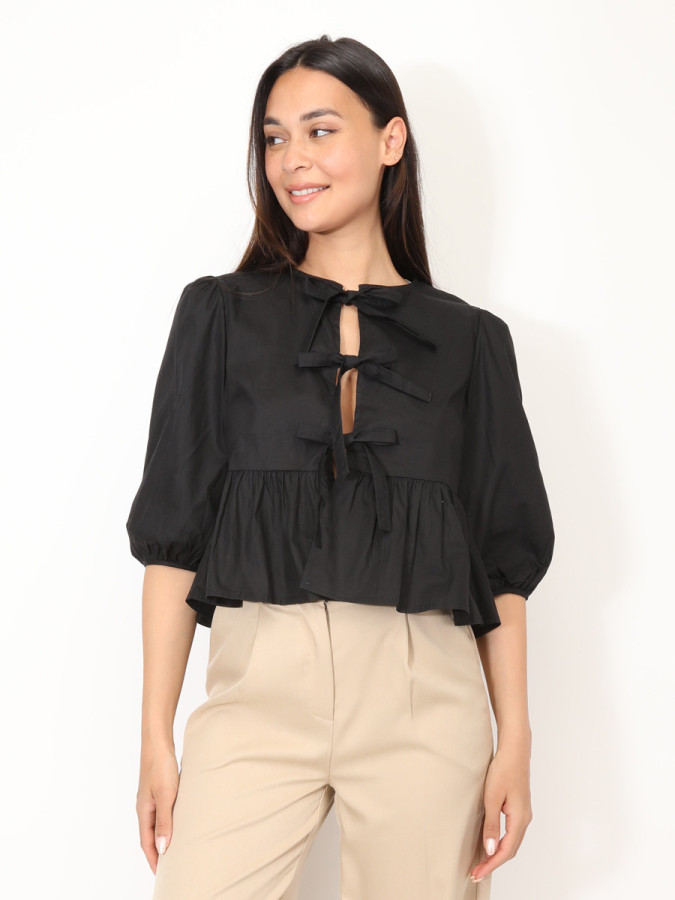 Blouse à nœuds et manches ballons