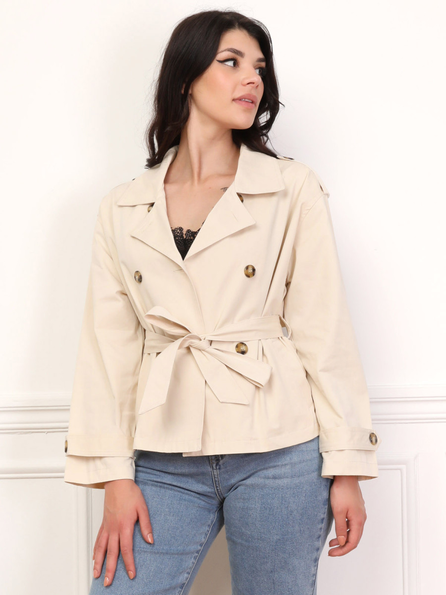Trench-coat court ceinturé