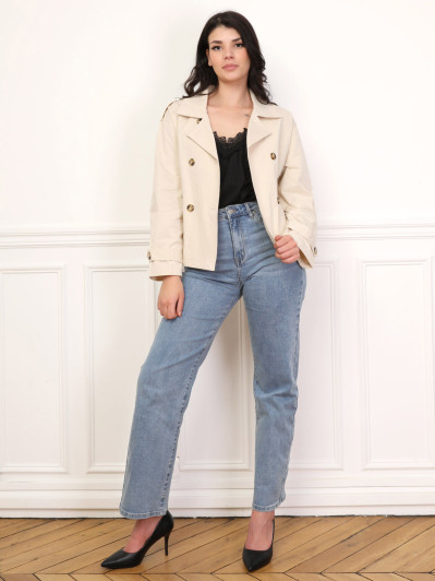 Trench-coat court ceinturé