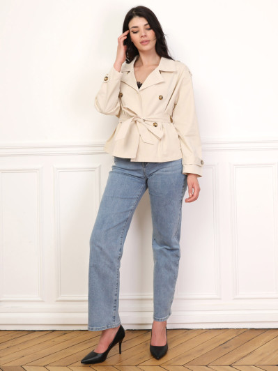 Trench-coat court ceinturé
