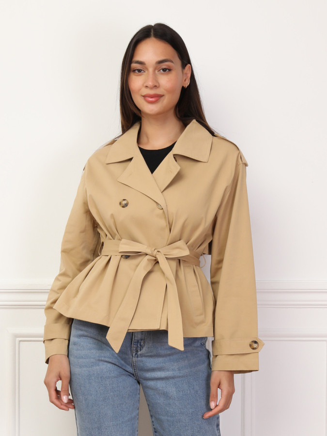 Trench-coat court ceinturé