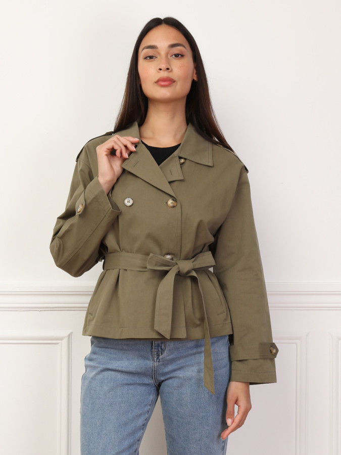 Trench-coat court ceinturé