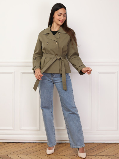 Trench-coat court ceinturé