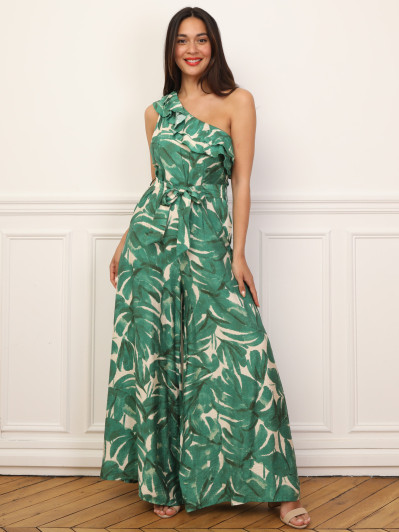 Combinaison asymétrique à motif tropical