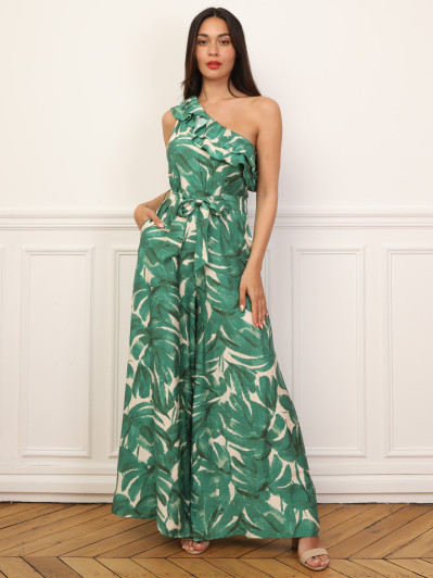 Combinaison asymétrique à motif tropical