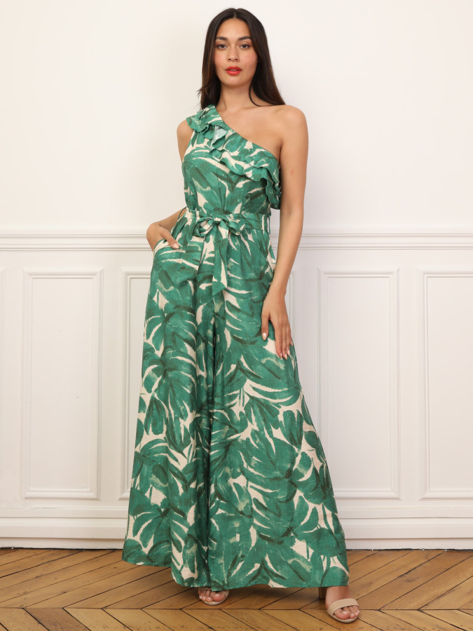 Combinaison asymétrique à motif tropical