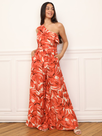 Combinaison asymétrique à motif tropical