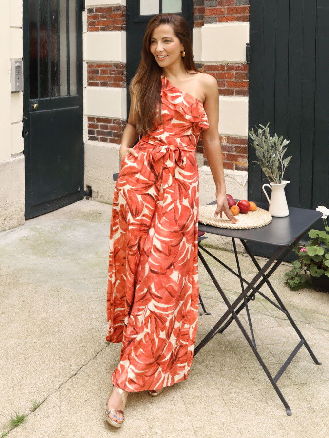 Combinaison asymétrique à motif tropical