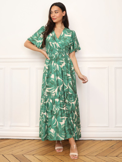 Robe longue évasée à grandes fleurs