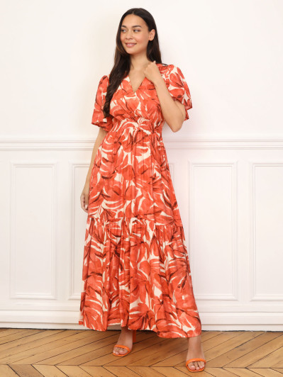 Robe longue évasée à grandes fleurs