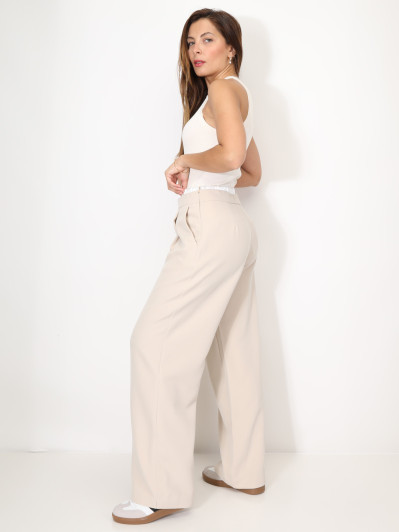 Pantalon de costume à taille contrastante