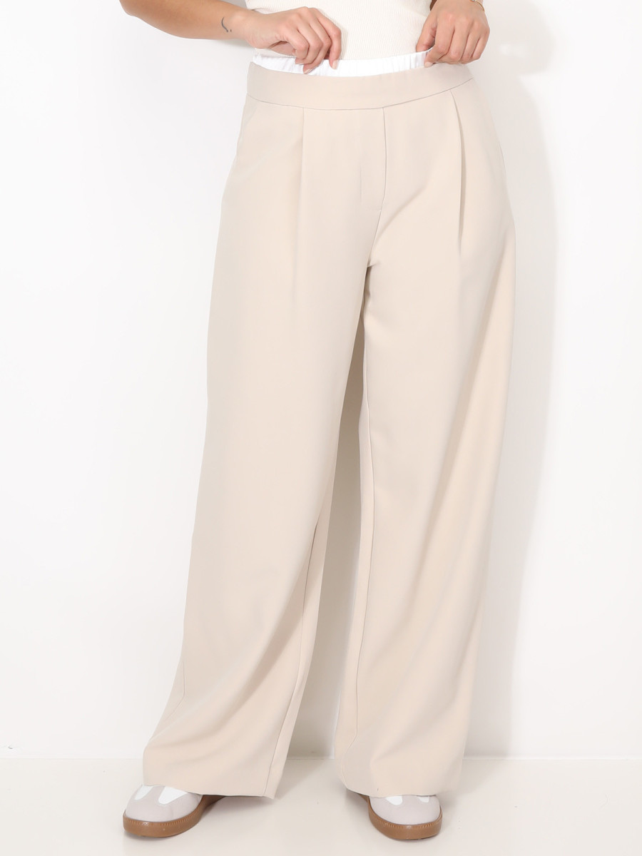 Pantalon de costume à taille contrastante