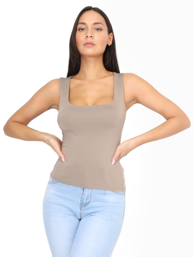 Débardeur ajusté à col carré